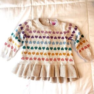 Sold out Valentine Ruffle Butts Cream Sweater with Rainbow Hearts size 2T